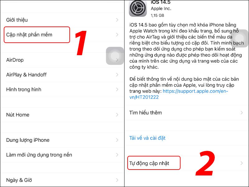 Cập nhật hệ điều hành IOS mới nhất cho iPhone để sửa lỗi ghi âm