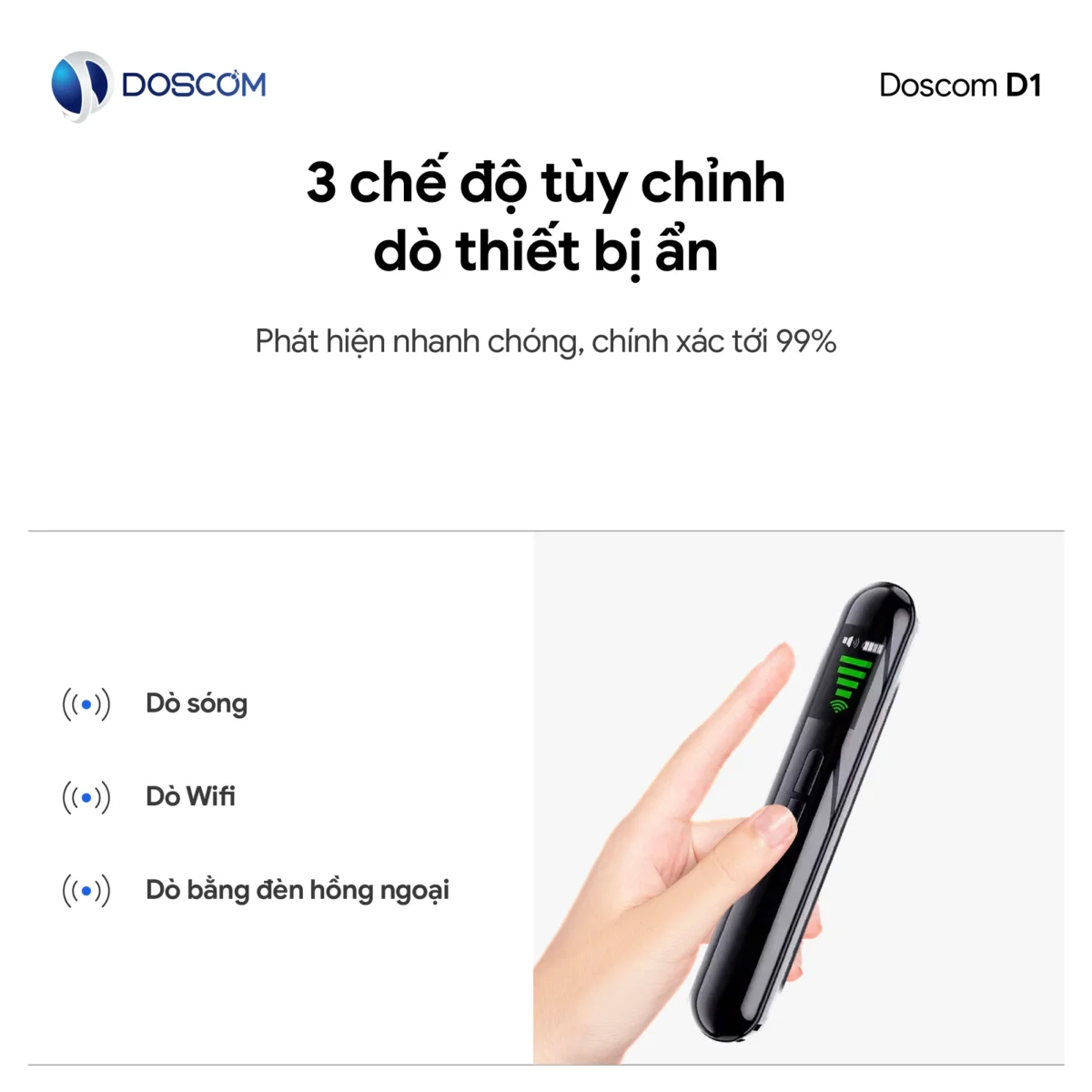 Máy dò camera ẩn, định vị ẩn, ghi âm, nghe lén ẩn D1 Doscom