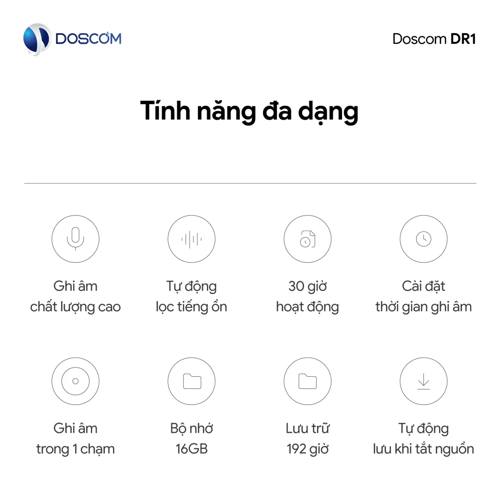 DR1 Thiết Bị Ghi Âm Doscom - Ghi Âm Chỉ Trong 1 Chạm