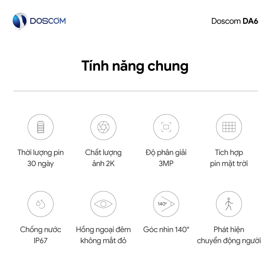 Tính năng chung sản phẩm camera DA6 Doscom