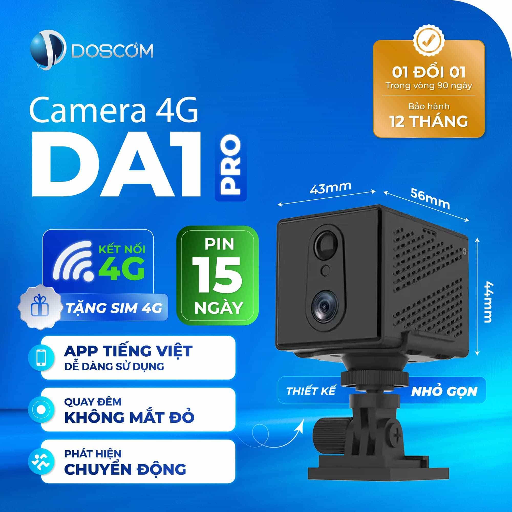 Camera mini DA1-Pro Doscom - Dòng camera mini không dây, hoạt động độc lập, giám sát hiệu quả từ xa