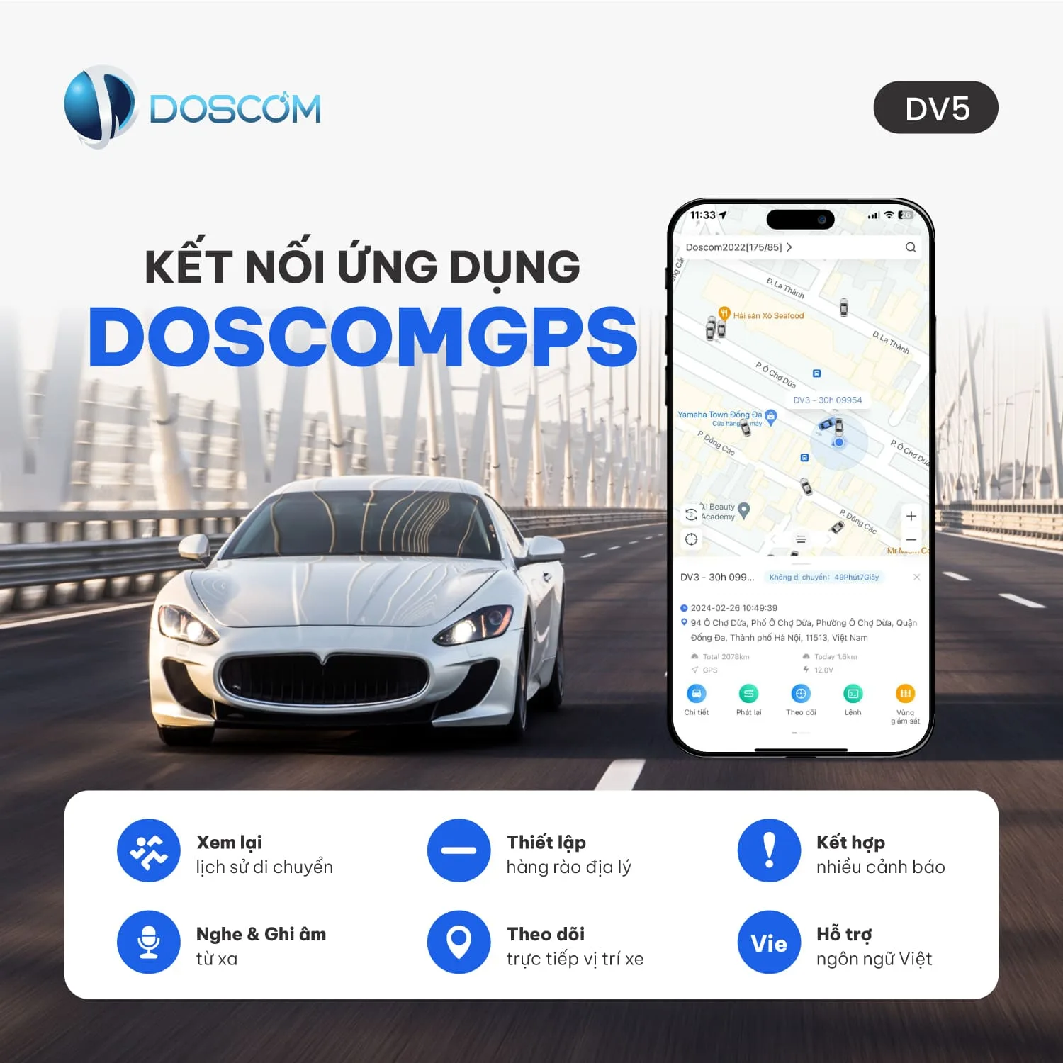 Kết nối ứng dụng GPS Doscom
