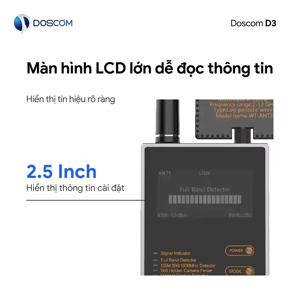 Màn hình LCD lớn của thiết bị dò D3 Pro Doscom