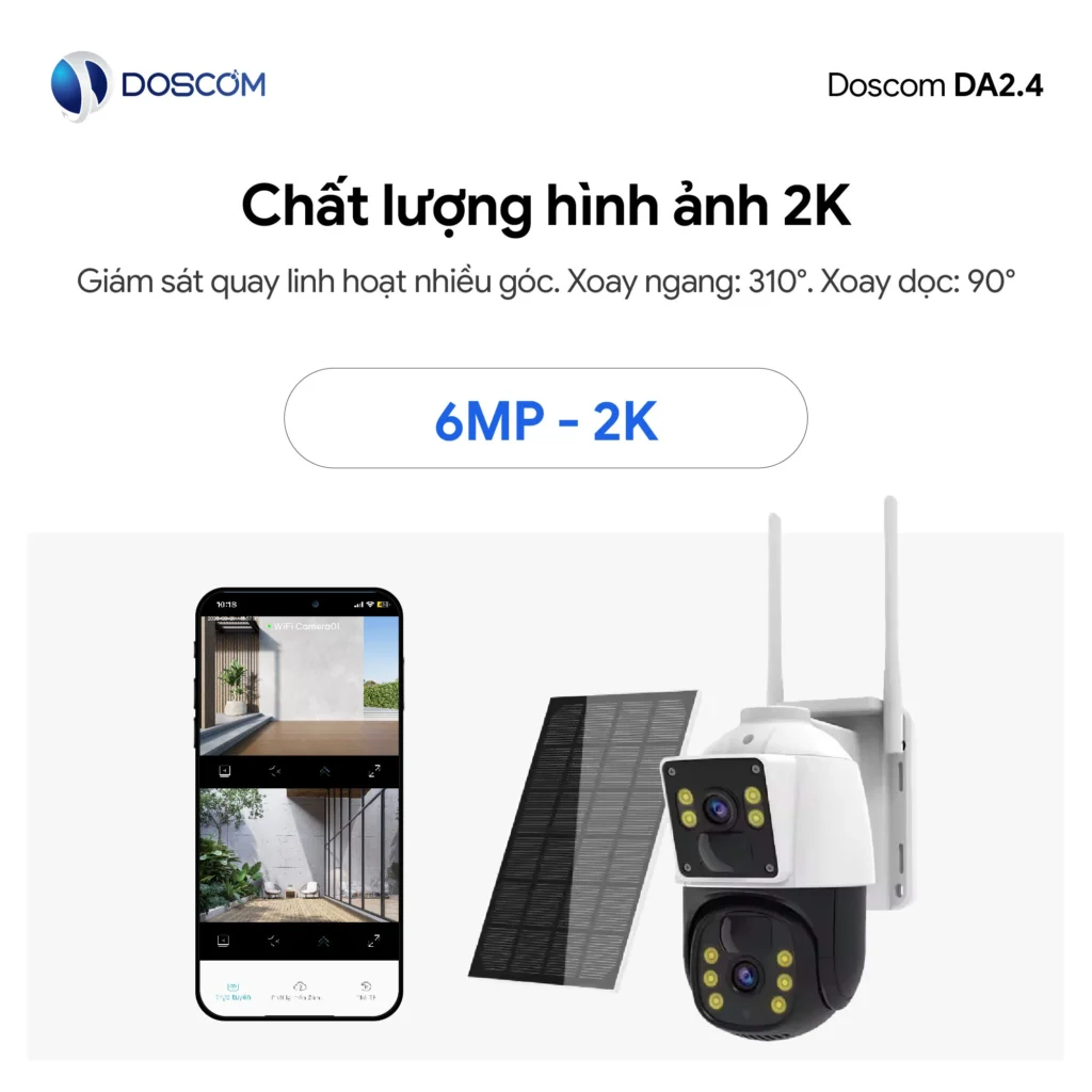 Camera DA2.4 Doscom có chất lượng hình ảnh sắc nét và góc xoay vô cùng linh hoạt