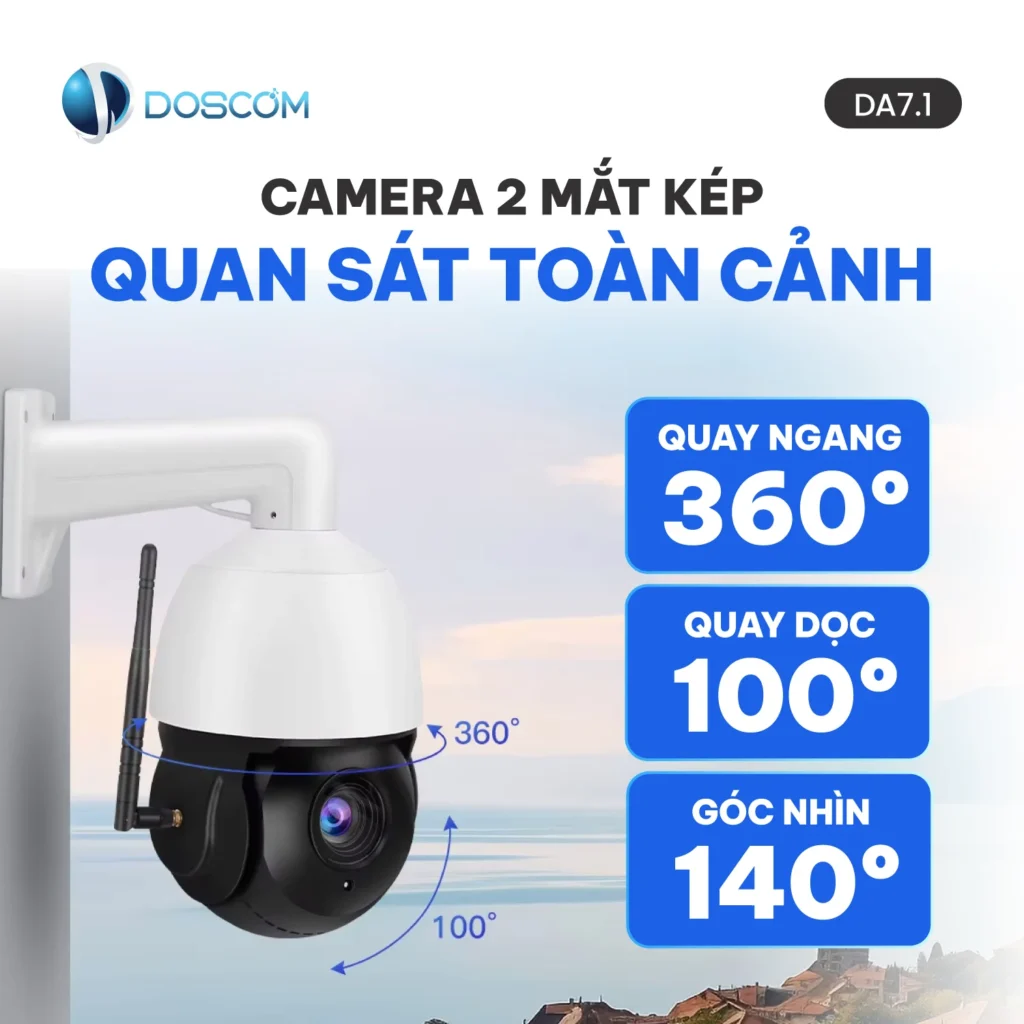 Camera 2 mắt kép giám sát toàn cảnh