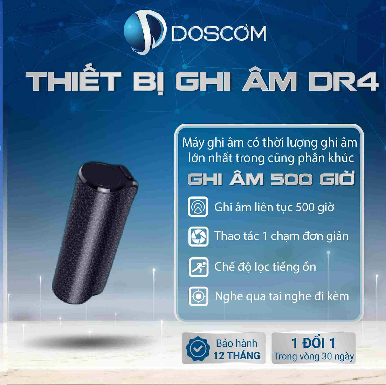 Máy ghi âm tốt DR4 ghi âm lên đến 500h liên tục