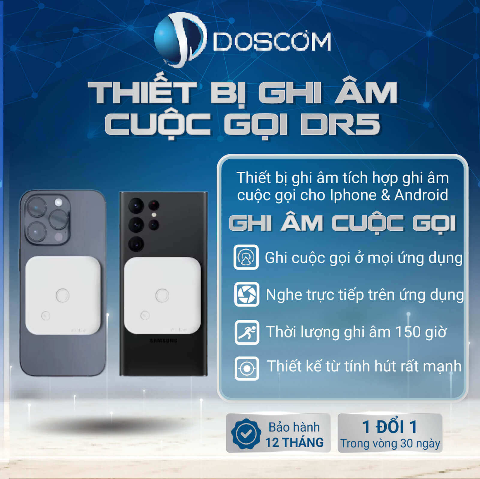 Máy ghi âm tốt cuộc gọi DR5 dành cho cả Iphone và Android