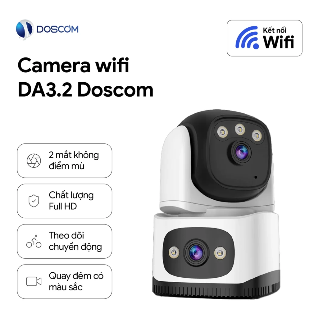 Camera Wifi 2 mắt kép xem đêm đủ màu sắc DA3.2 Doscom