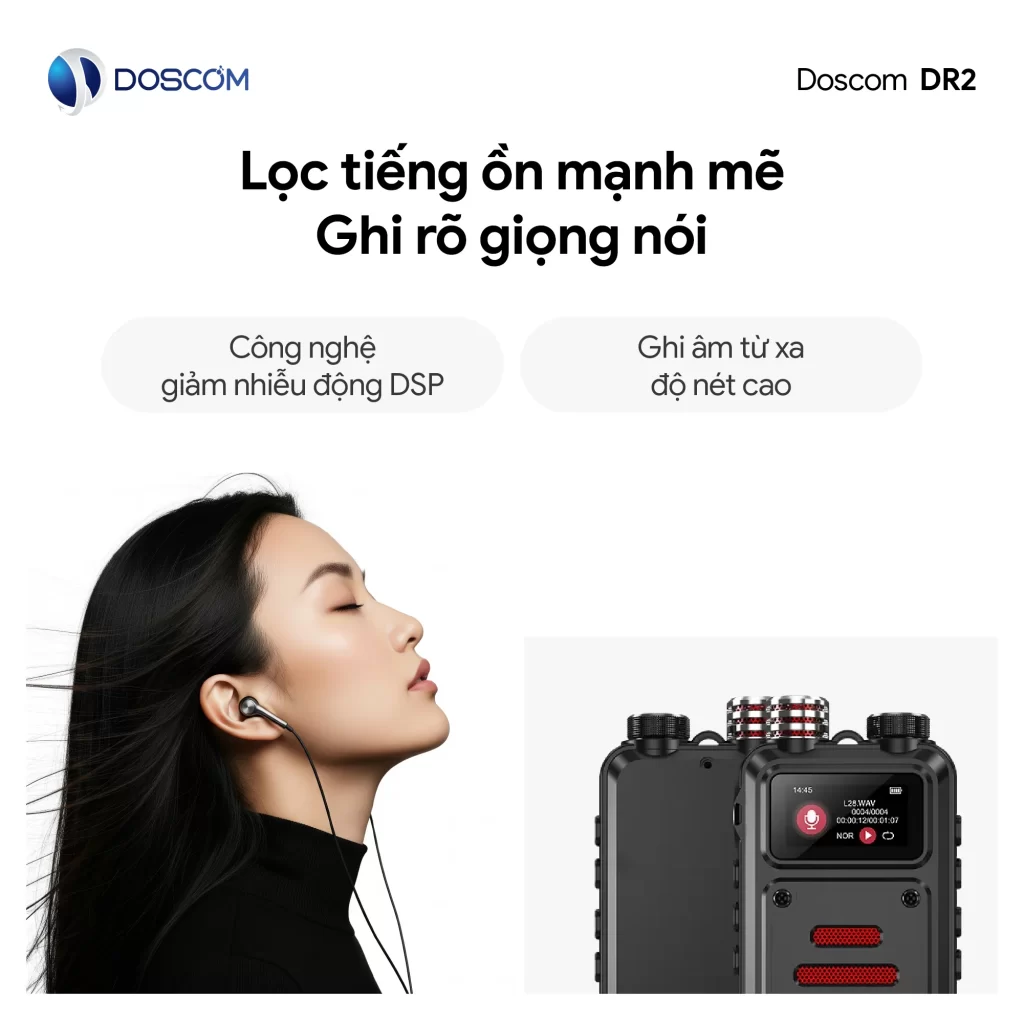 Thiết bị ghi âm DR2 lọc tiếng ồn hiệu quả