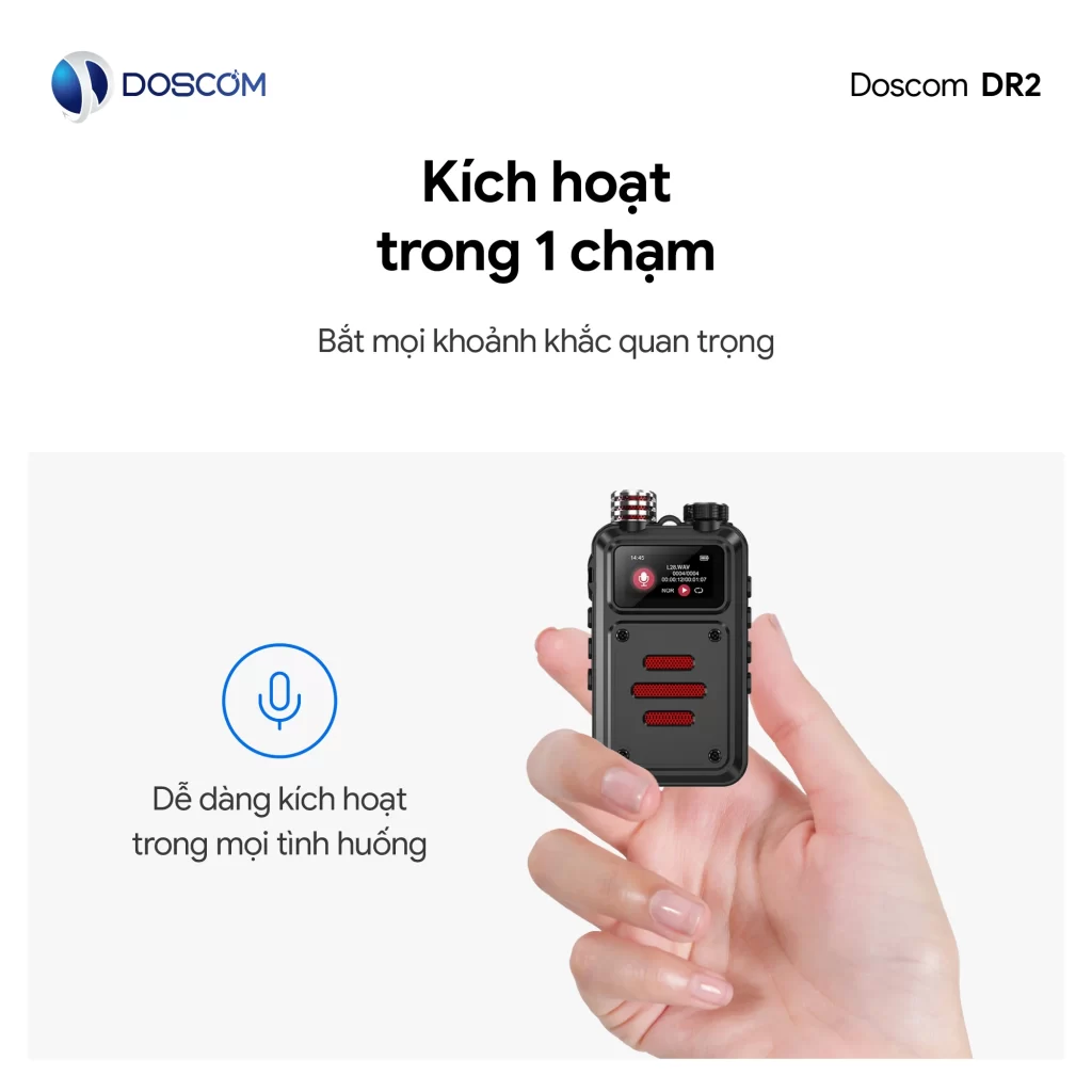 Thiết bị ghi âm DR2 ghi âm chỉ với 1 chạm