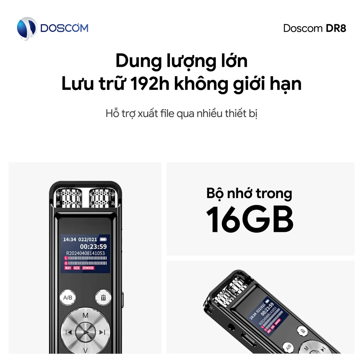 Dung lượng bộ nhớ lưu trữ lớn