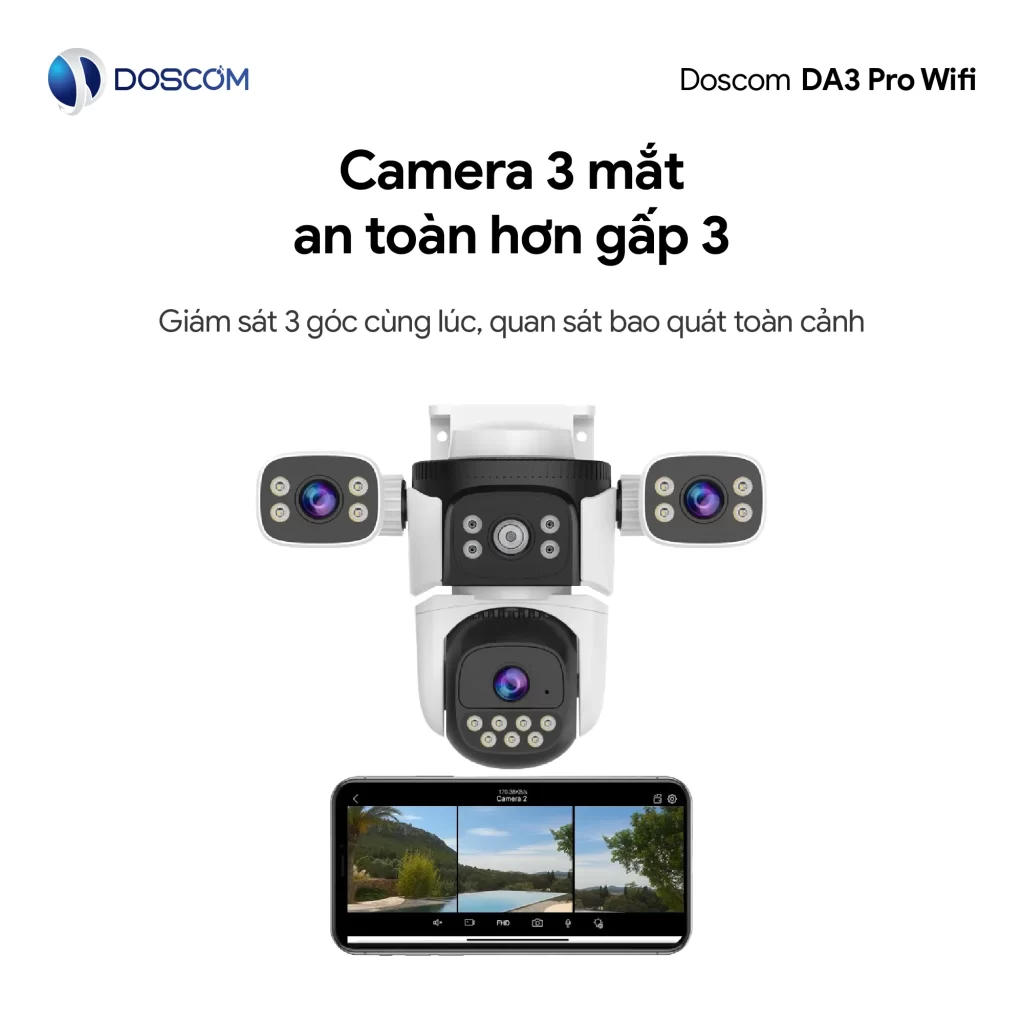 Camera 3 mắt, giám sát 3 khung hình cùng 1 lúc