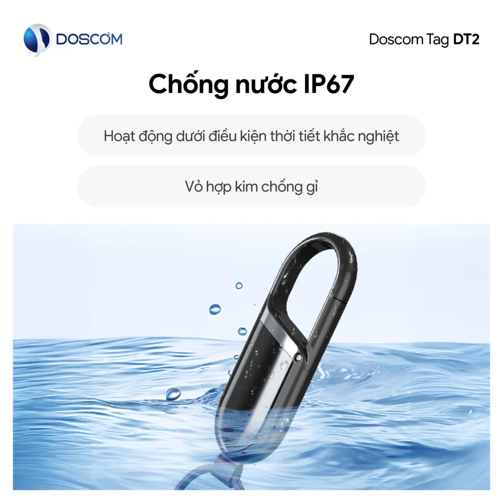 Móc khóa định vị DT2 Doscom có khả năng kháng nước IP67