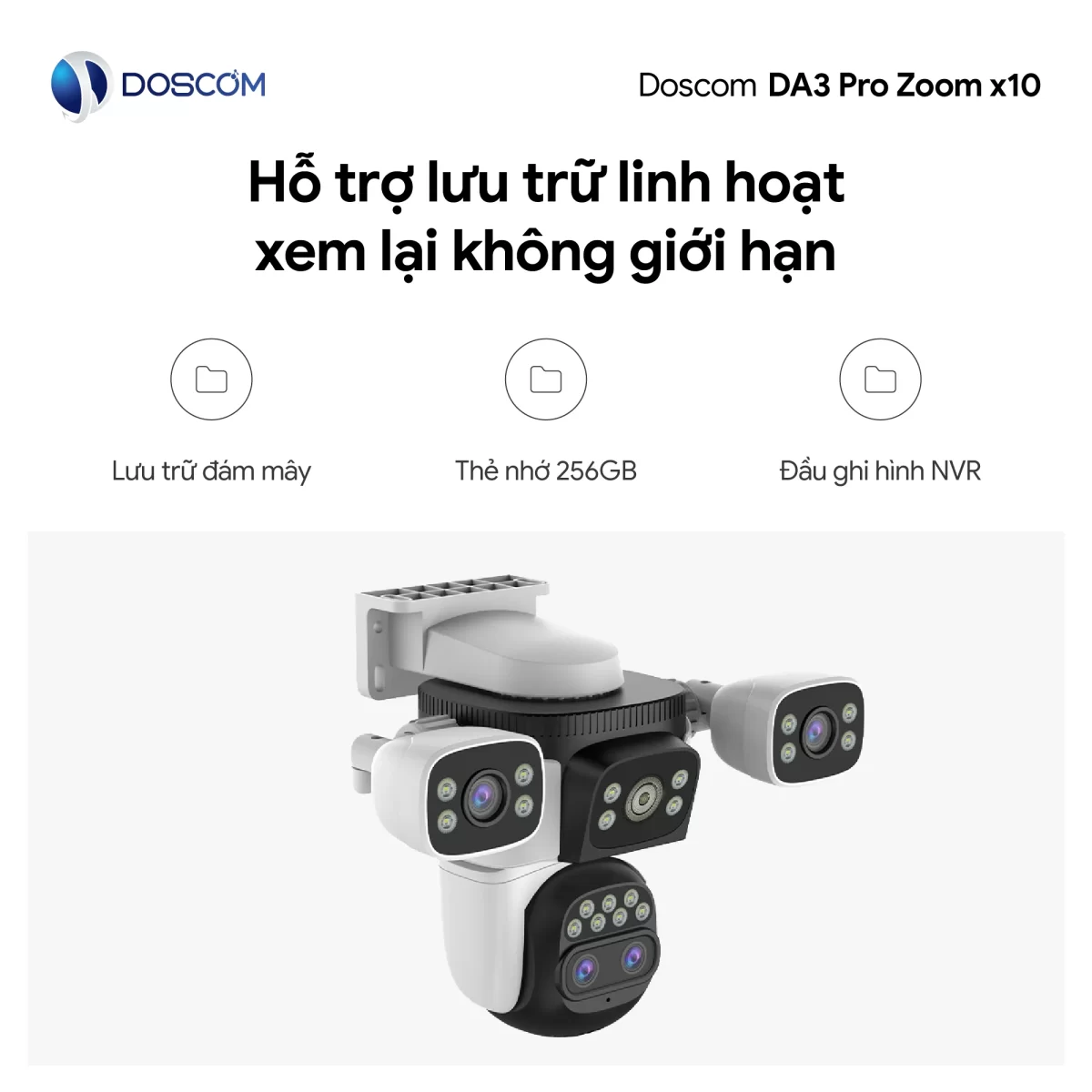 DA3 ZoomX10 hỗ trợ lưu trữ và xem lại video