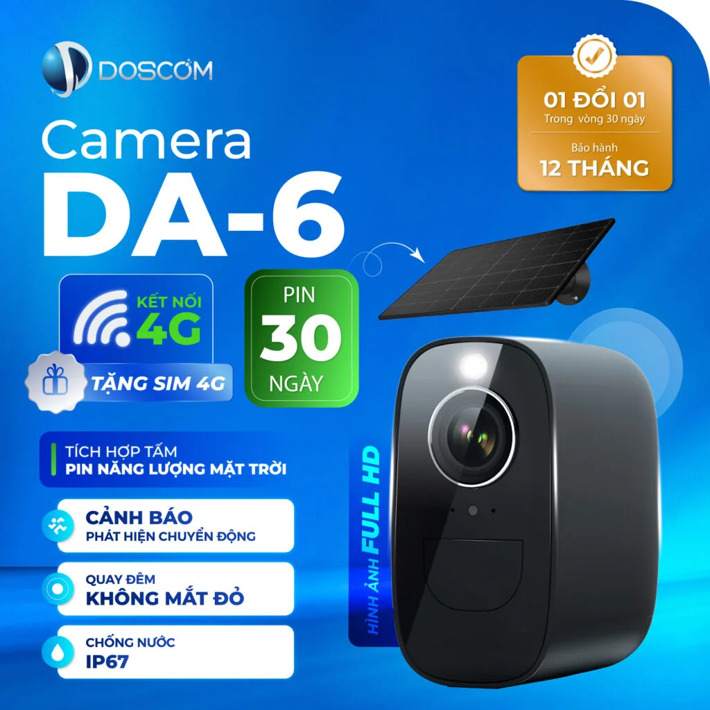 Camera 4G DA6 Doscom - Thiết kế nhỏ gọn, dễ lắp đặt