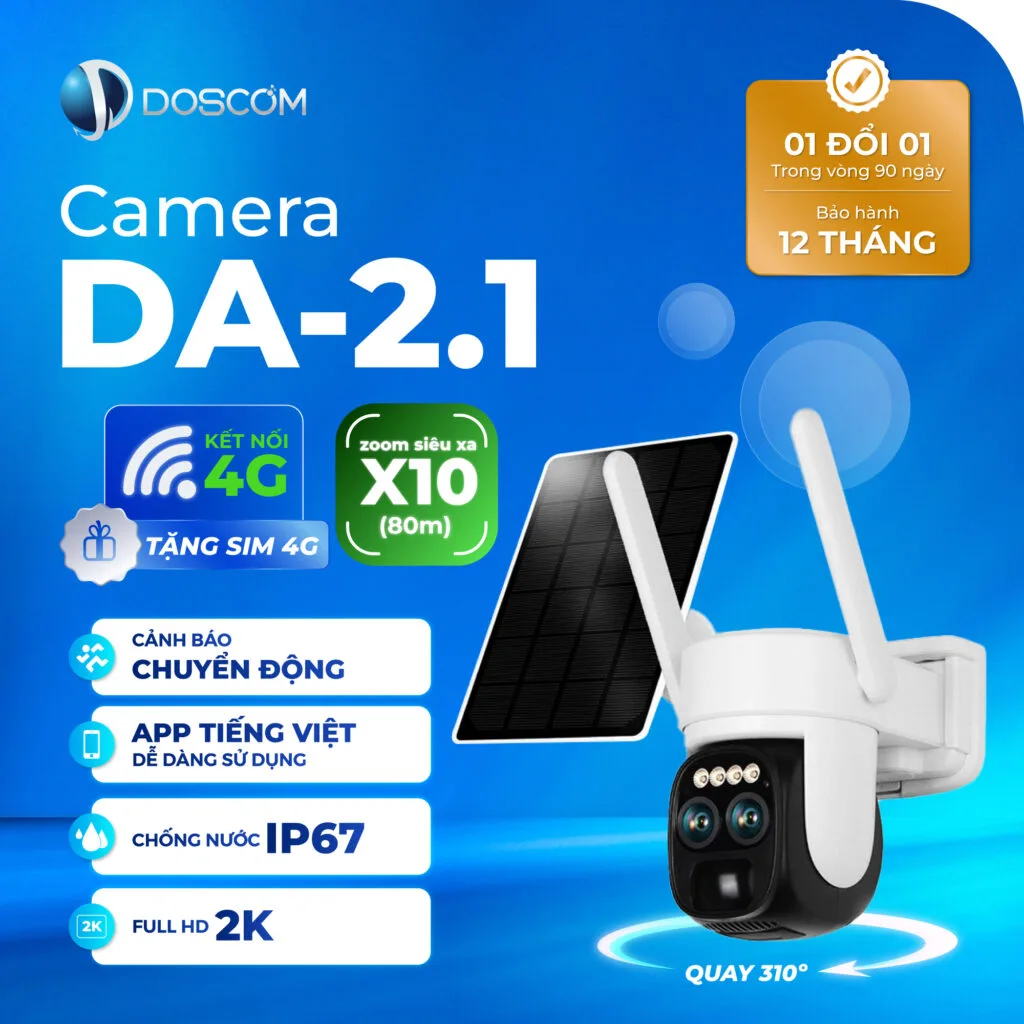 Camera 4G DA2.1 Doscom - Zoom quang học 10x, xoay 360°