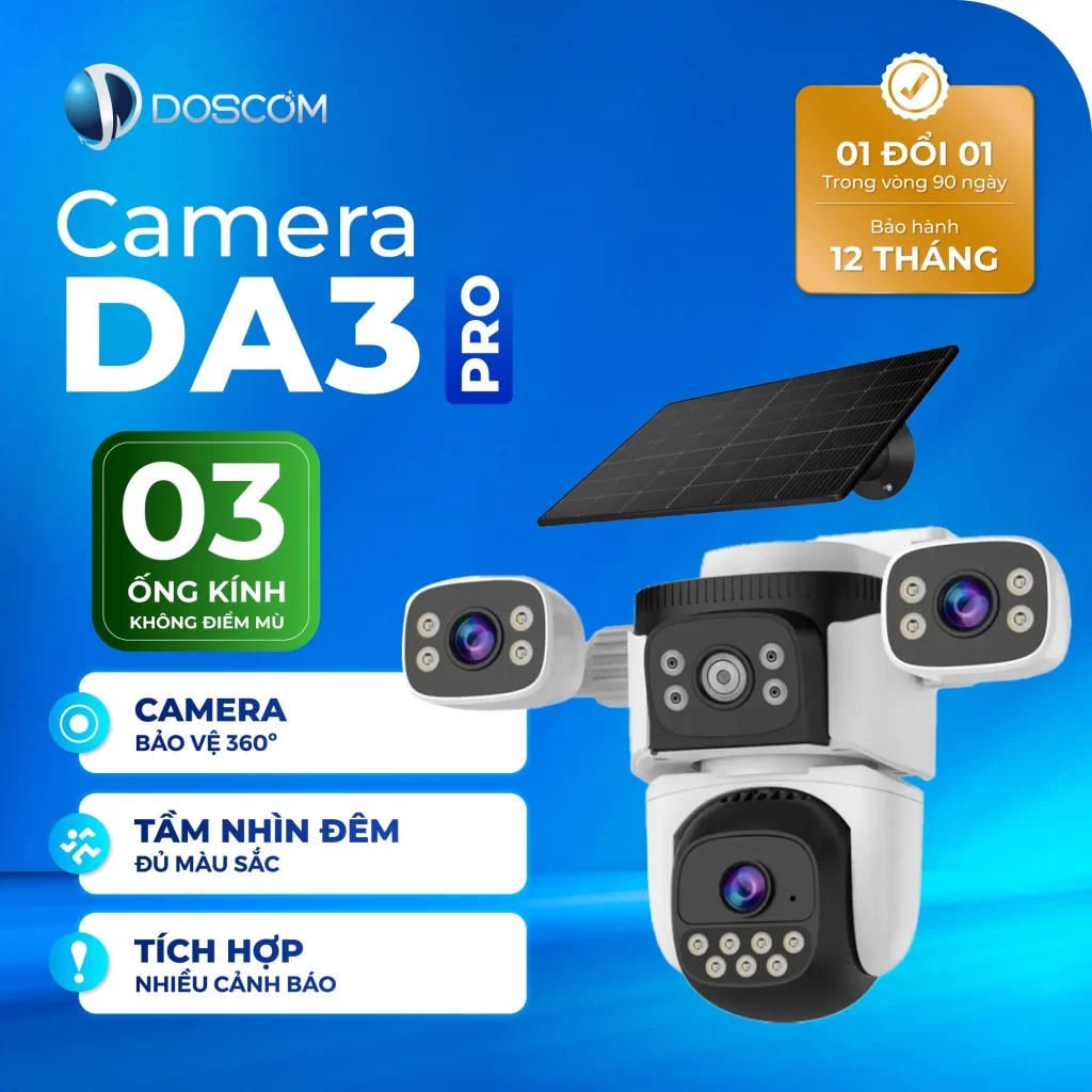 Camera Wifi Doscom DA3 Pro Tích Hợp 3 Ống Kính