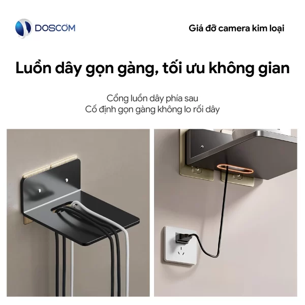 Thiết kế giá đỡ dạng luồn dây gọn gàng, tối ưu không gian
