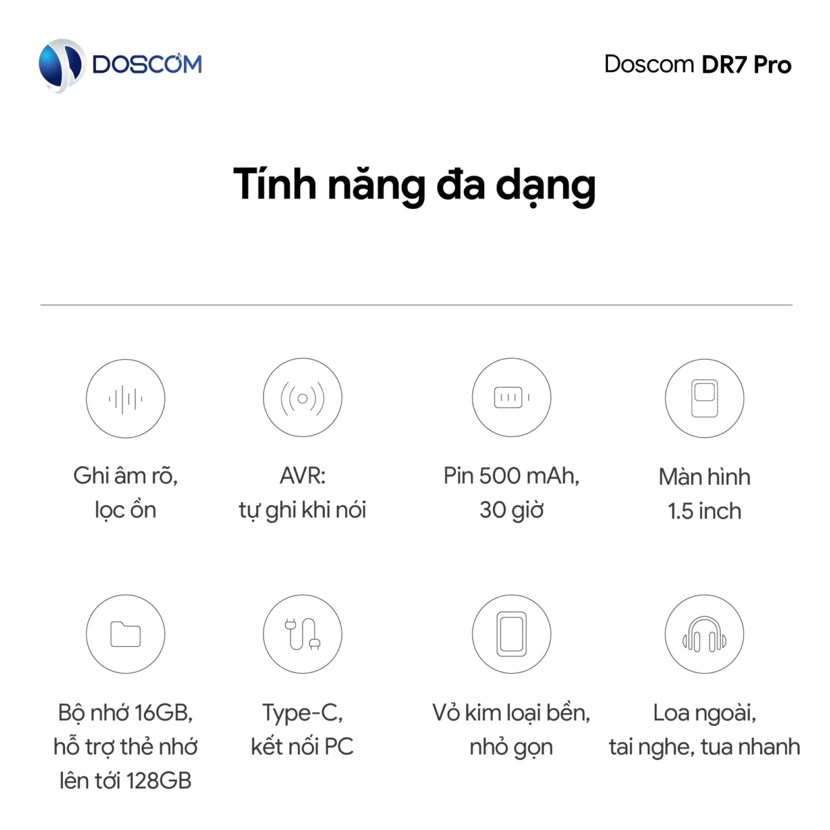 Thiết bị ghi âm DR7 Dosocm với nhiều tính năng đa dạng