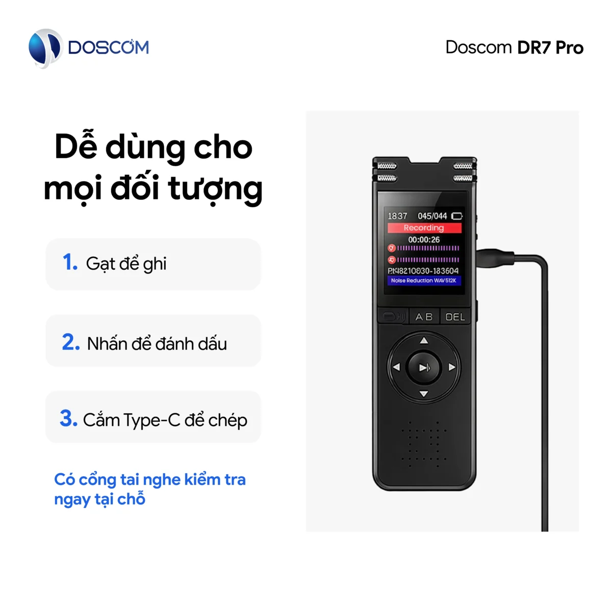 Thiết bị ghi âm chuyên dụng DR7 Pro Doscom