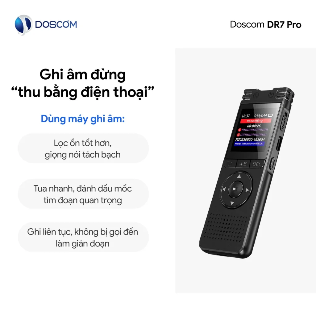 Nên ghi âm bằng thiết bị ghi âm chuyên dụng