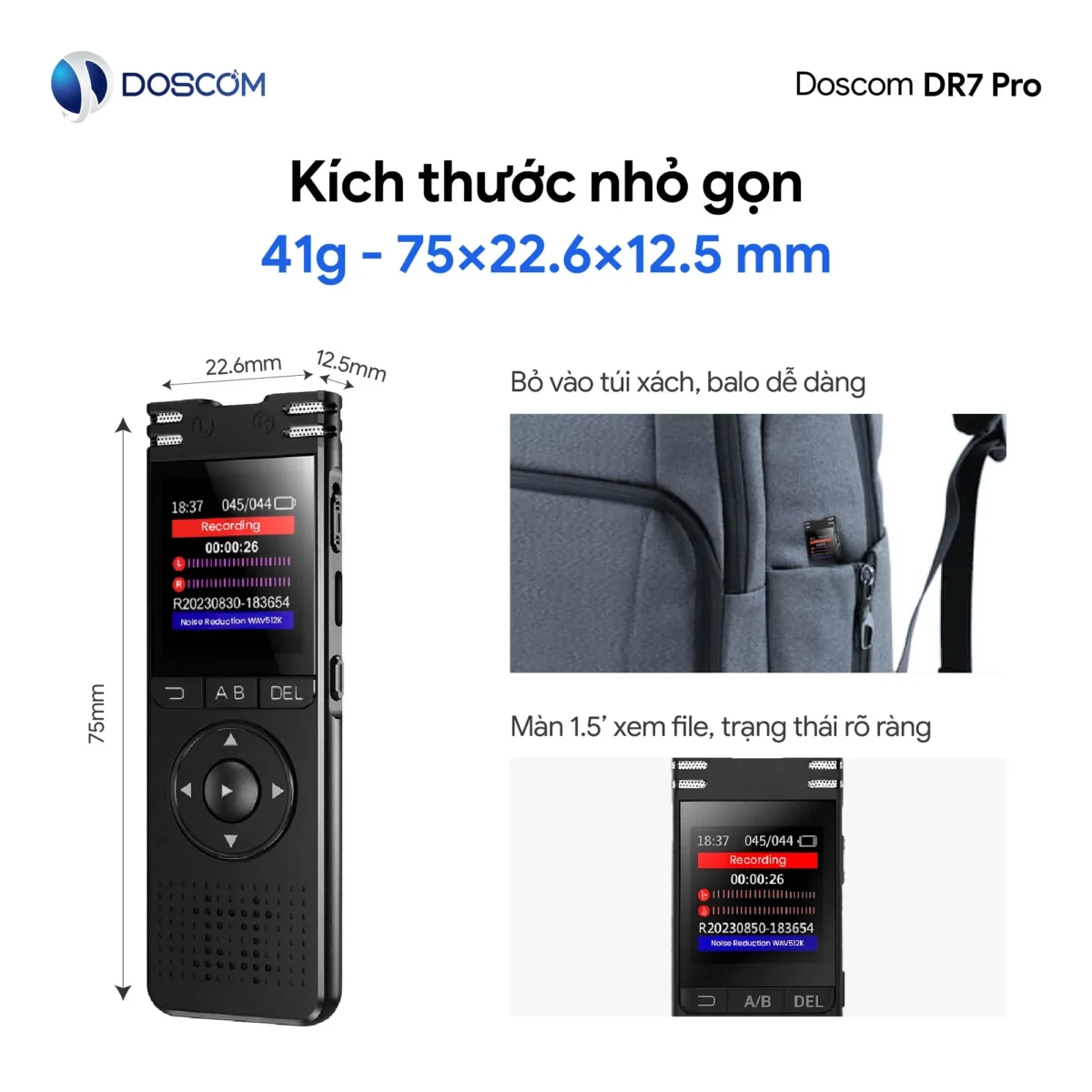 Thiết bị ghi âm chuyên dụng DR7 Pro Doscom