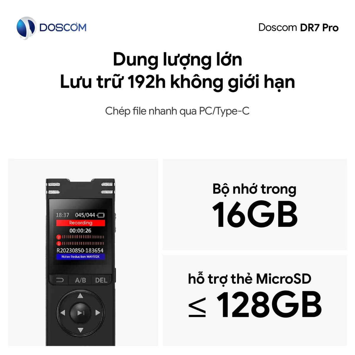 Thiết bị ghi âm chuyên dụng DR7 Pro Doscom
