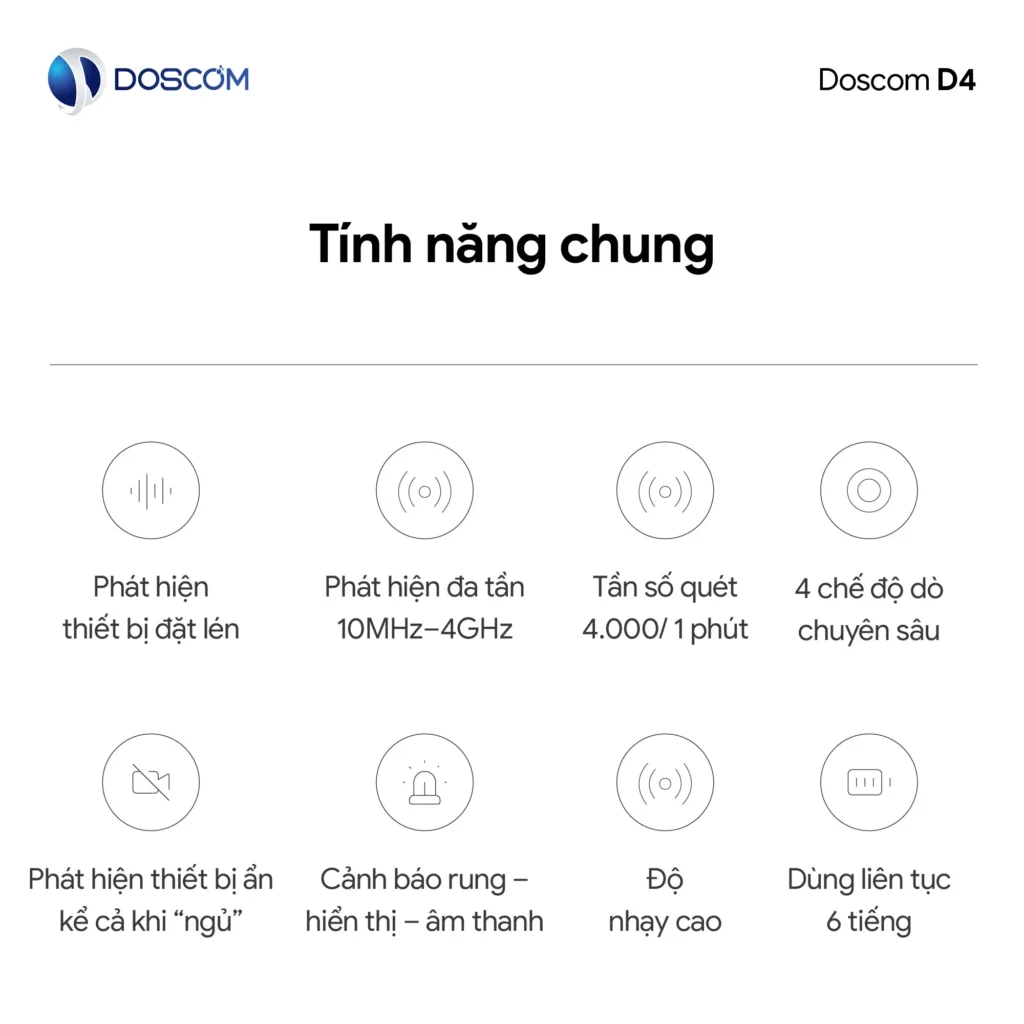 Tính năng chung thiết bị dò D4 Doscom
