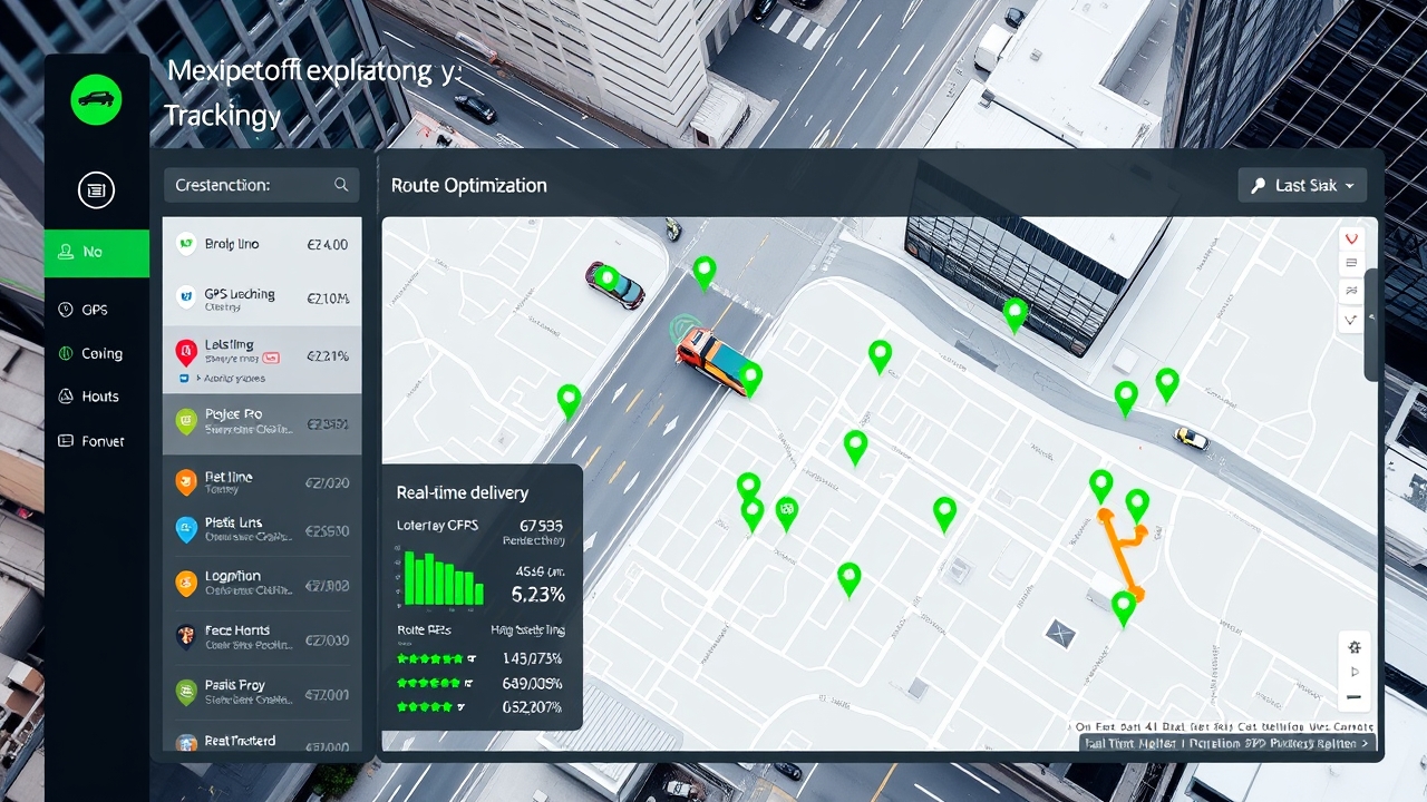 Giao diện theo dõi định vị GPS xe trên dashboard quản lý bán hàng, hiển thị vị trí xe real-time, tốc độ, lộ trình tối ưu cho chuỗi cửa hàng