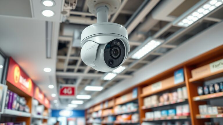 Camera 4G 360 độ lắp đặt tại cửa hàng bán hàng lẻ, giám sát toàn diện kho hàng, tích hợp hệ thống quản lý