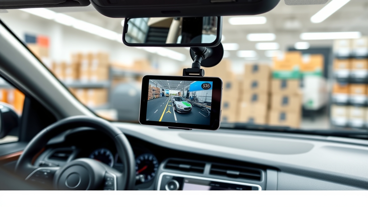 Camera 4G không wifi 360 độ lắp đặt trên ô tô, kết nối hiển thị trực tiếp trên màn hình tablet giám sát kho hàng