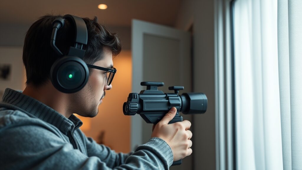 Máy dò camera ẩn được sử dụng để kiểm tra an ninh gia đình, phát hiện thiết bị ghi hình và nghe lén trái phép