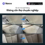Trước sau khi sử dụng NOMA 692: trần xe, ghế nỉ, ghế da sạch bóng