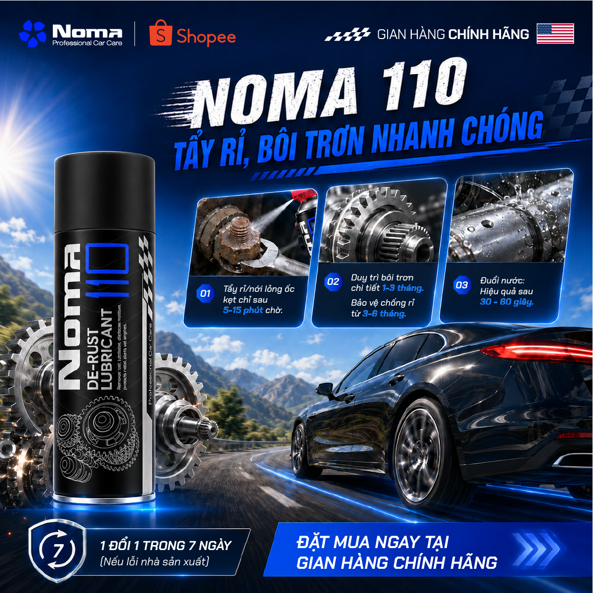Noma 110 tẩy rỉ bôi trơn nhanh chóng cho mọi chi tiết xe