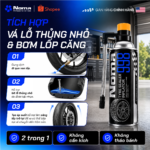 Các bước sử dụng Noma 998: xịt dung dịch qua van lốp, chạy 10-15 km/h để phân bố đều