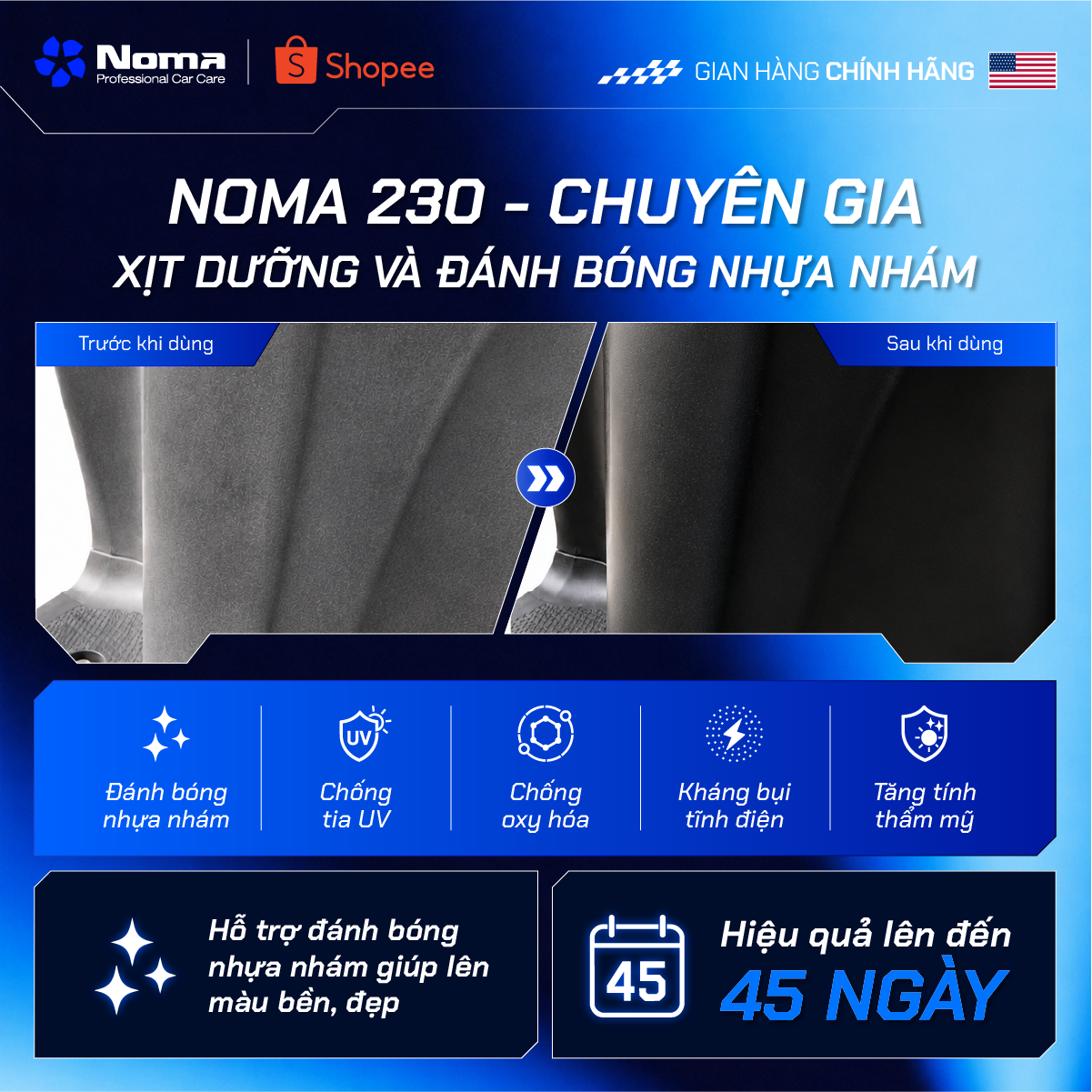 Xịt dưỡng nhựa NOMA 230 - chuyên gia phục hồi màu đen matte