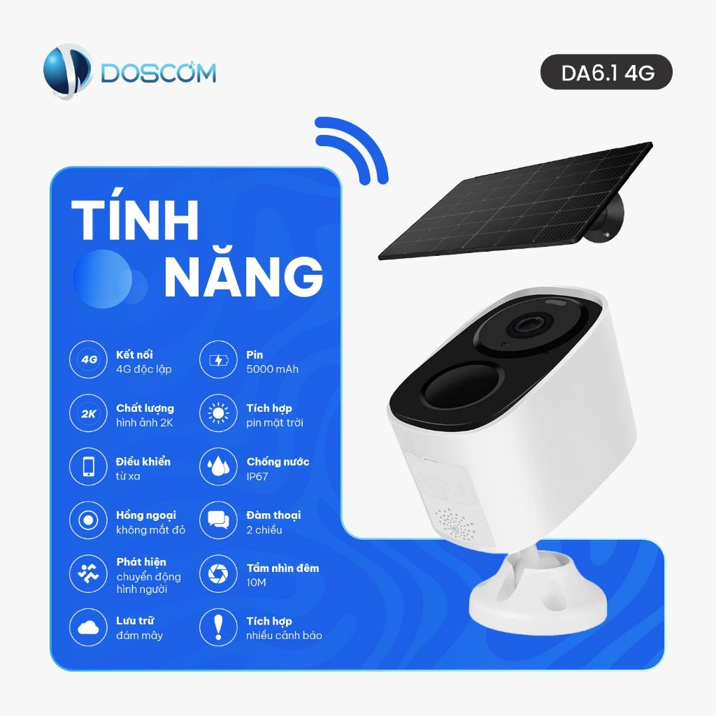 Tính năng camera 4G DA6.1 - kết nối 4G, pin 5000mAh, 2K, IP67