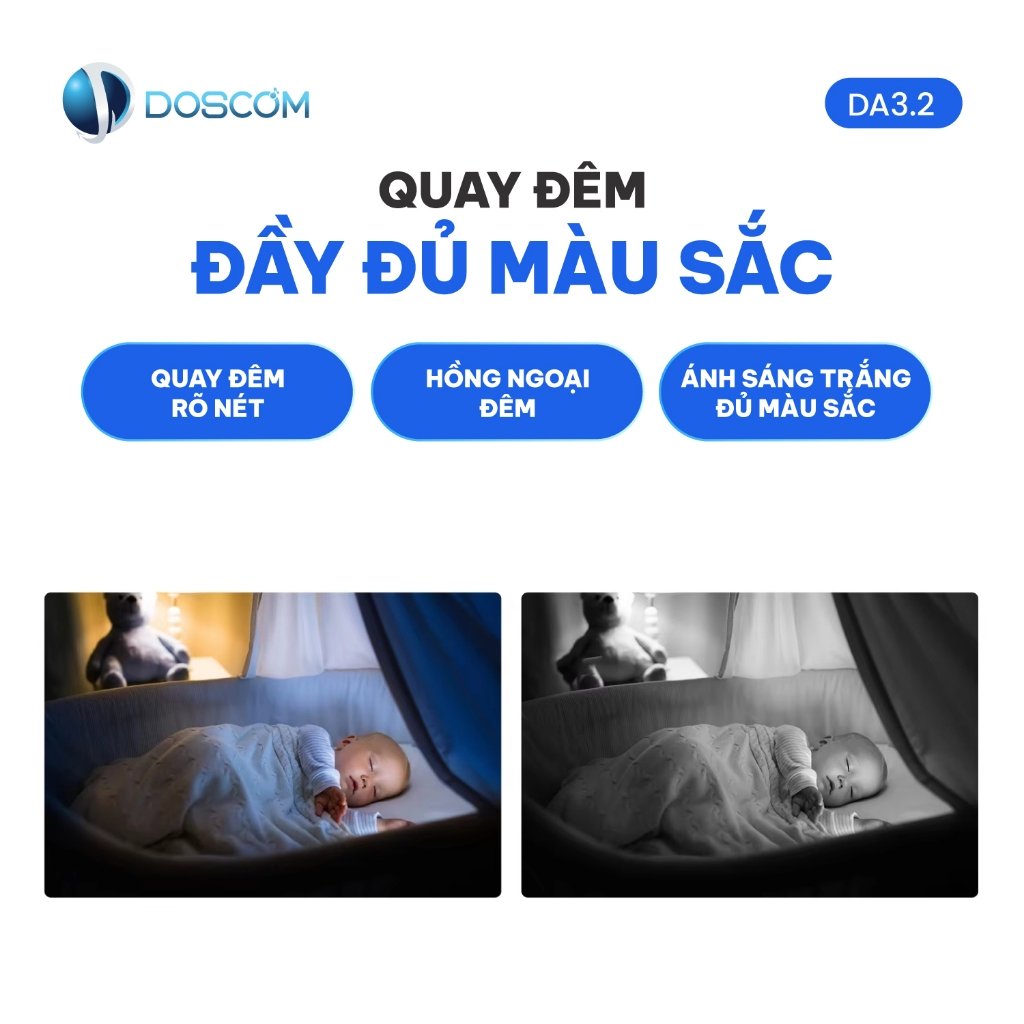 Camera DA3.2 quay đêm đầy đủ màu sắc hồng ngoài