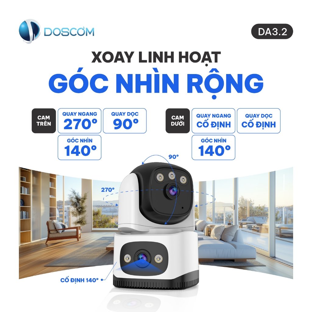 Góc quay 310 độ xoay linh hoạt camera DA3.2