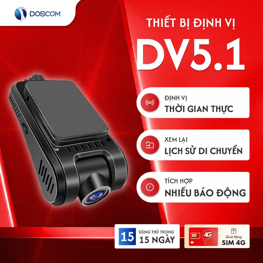 camera hành trình 4G định vị — Camera hành trình 4G định vị GPS DV5.1 Doscom