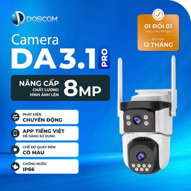 camera wifi ngoài trời — Camera wifi ngoài trời DOSCOM DA3.1 Pro 8MP 2 mắt kép