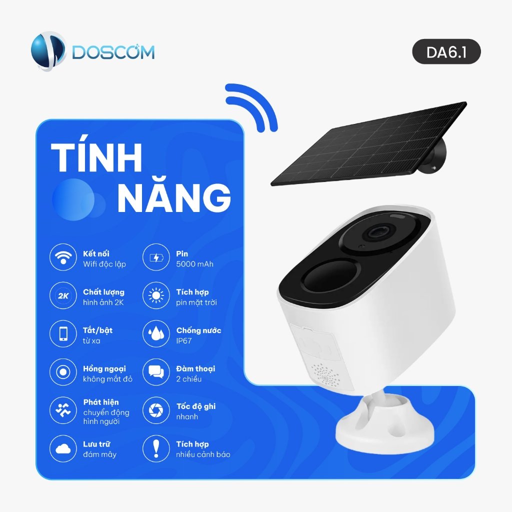 Thông số kỹ thuật chi tiết camera DA6.1 pin năng lượng mặt trời