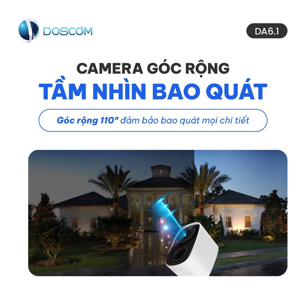 Camera góc rộng 110 độ bao phủ toàn bộ cửa vào nhà