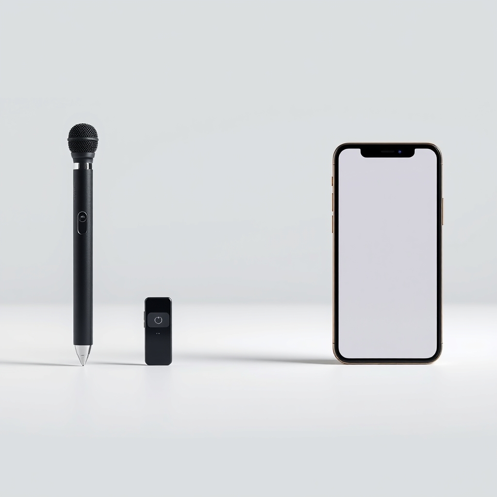 Bảng so sánh hình ảnh giữa máy ghi âm chuyên dụng kích thước nhỏ và smartphone