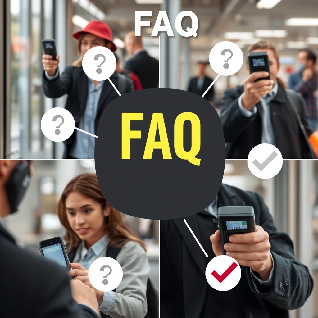 Hình ảnh minh hoạ FAQ về cách phát hiện camera ẩn an toàn, sử dụng máy dò Doscom D1 trong nhiều tình huống khác nhau