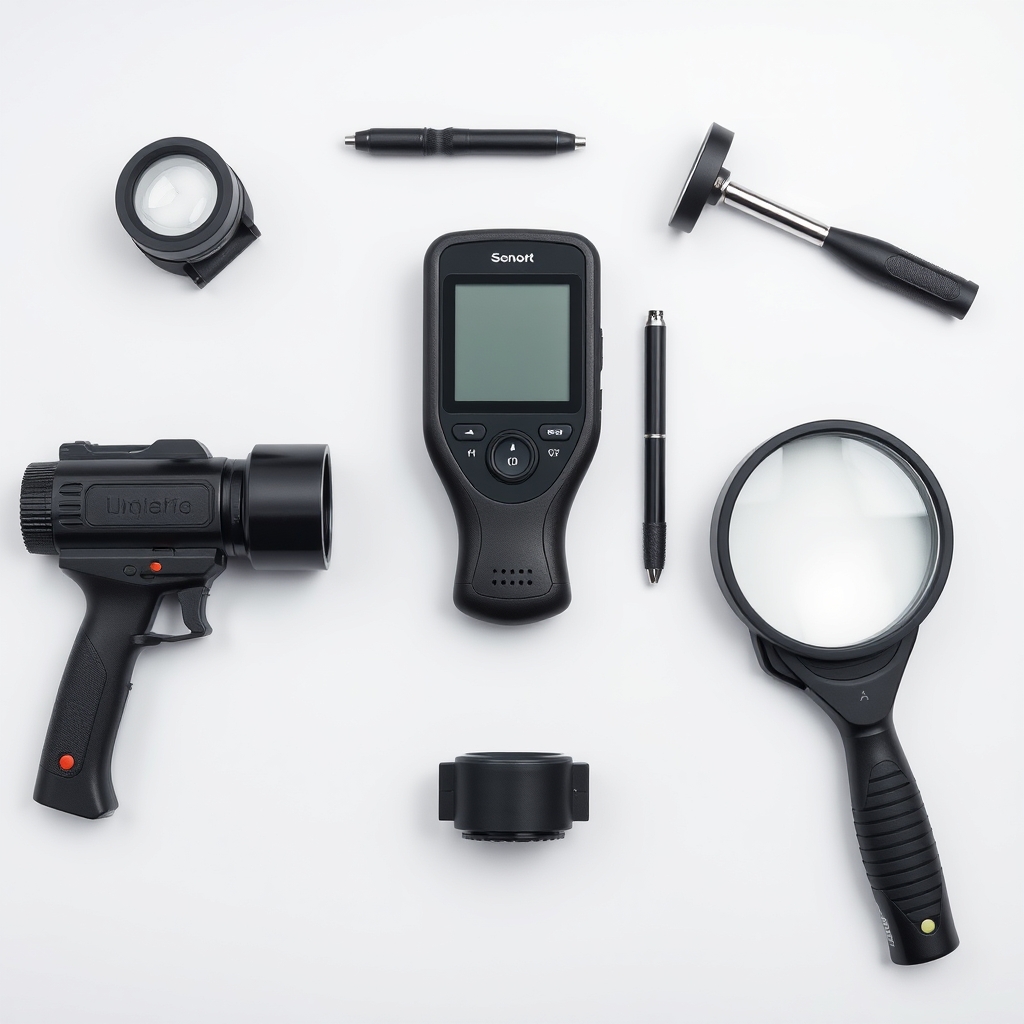 Bảng so sánh hình ảnh các công cụ phát hiện camera quay lén khác nhau, từ máy dò chuyên dụng đến phương pháp đơn giản