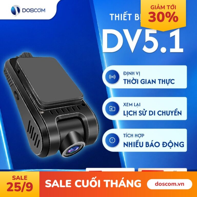 (Bảo hành 12 tháng) Camera Hành Trình 4G Tích Hợp Định Vị GPS DV5.1 Doscom - Định Vị Thời Gian Thực, nghe được âm thanh