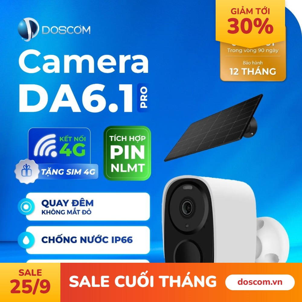 Camera 4G Ngoài Trời DA6.1 DOSCOM Sử Dụng Pin Năng Lượng Mặt Trời