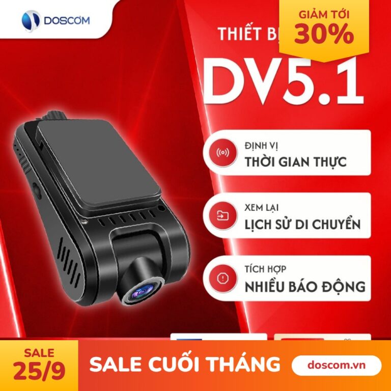 Camera Hành Trình 4G Tích Hợp Định Vị GPS DV5.1 Doscom - Định Vị Thời Gian Thực, Nghe Âm Thanh Xung Quanh