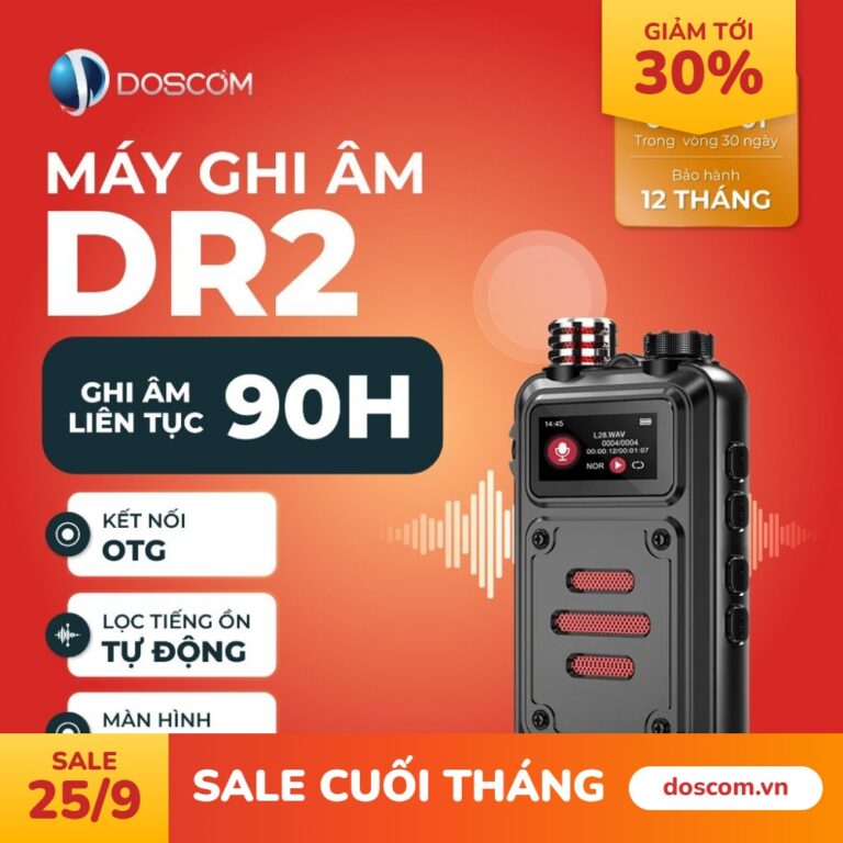 Máy Ghi Âm DR2 DOSCOM Tích Hợp Màn Hình 1,2 Inch
